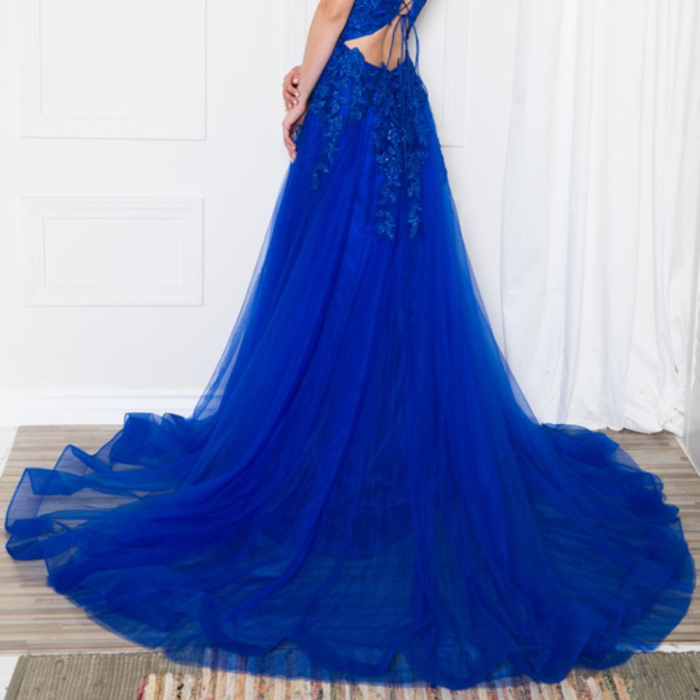 ROYAL BLUE PROM PARTY EVENING FOMAL open back DRESS A-LINE LONG GREEN GOWN AC014 - Picture 7 of 9